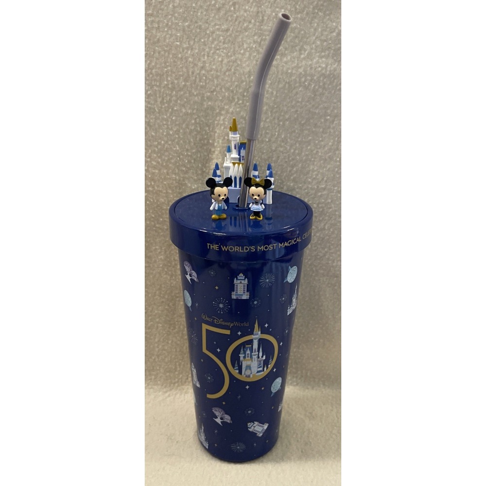 Walt Disney World 50th Anniversary Castle tumbler cup MM 3D character lid 2022